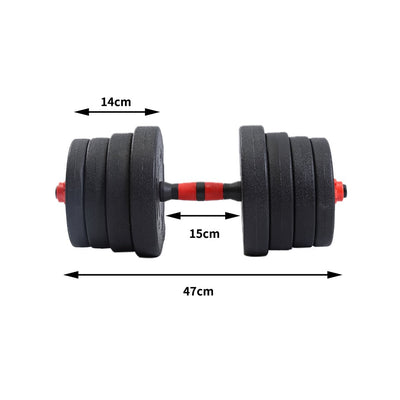 Dumbbells Barbell Weight Set 30KG Adjustable Rubber Home GYM Exercise Fitness Payday Deals