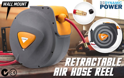 Dynamic Power Air Hose Retractable Reel Auto Rewind Heavy Duty Wall Mounted 30m Payday Deals
