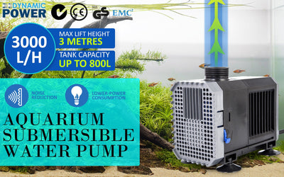Dynamic Power Aquarium Submersible Water Pump 3000L/H 55W 3m Pond Payday Deals