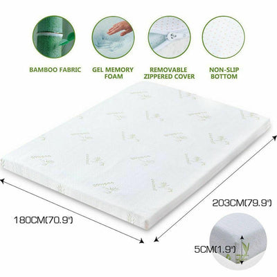 DreamZ 5cm Thickness Cool Gel Memory Foam Mattress Topper Bamboo Fabric King - Payday Deals