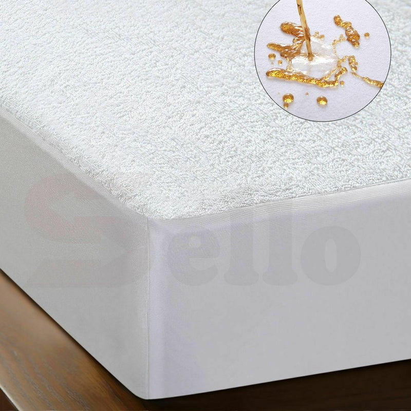 DreamZ Terry Cotton Fully Fitted Waterproof Mattress Protector King Single Size - Payday Deals