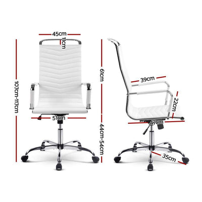 Eames Replica Office Chair Executive High Back Seating PU Leather White