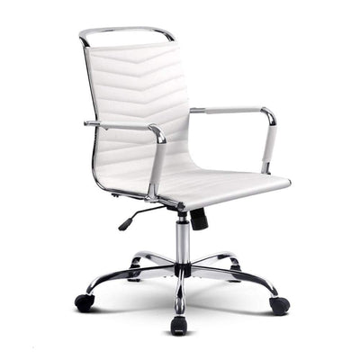 Eames Replica Office Chair Executive Mid Back Seating PU Leather White