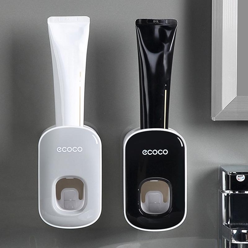 Ecoco Wall mount auto ands Free Toothpaste Dispenser Automatic Toothpaste Squeezer Bathroom Toothpaste Holder Black Payday Deals