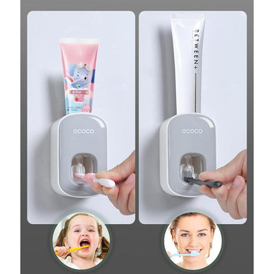 Ecoco Wall mount auto ands Free Toothpaste Dispenser Automatic Toothpaste Squeezer Bathroom Toothpaste Holder Black Payday Deals