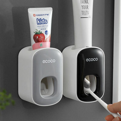 Ecoco Wall mount auto ands Free Toothpaste Dispenser Automatic Toothpaste Squeezer Bathroom Toothpaste Holder Black Payday Deals