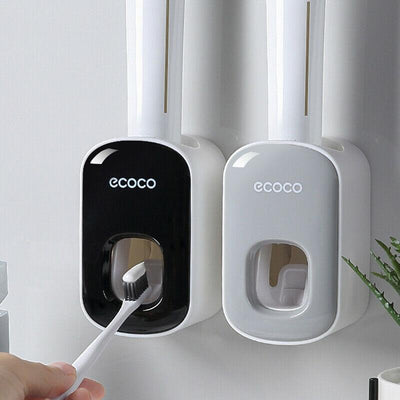 Ecoco Wall mount auto ands Free Toothpaste Dispenser Automatic Toothpaste Squeezer Bathroom Toothpaste Holder Black Payday Deals