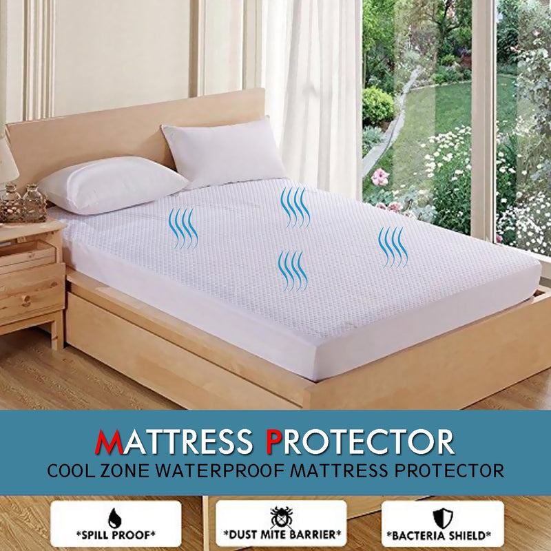 DreamZ Mattress Protector Topper Polyester Cool Fitted Cover Waterproof King - Payday Deals