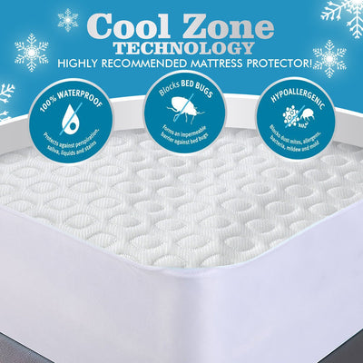 DreamZ Mattress Protector Topper Polyester Cool Cover Waterproof Super King - Payday Deals