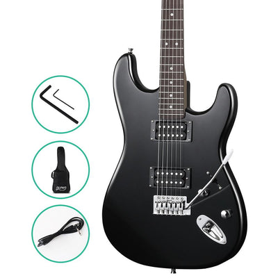 Alpha Electric Guitar Music String Instrument Rock Black Carry Bag Steel String Payday Deals