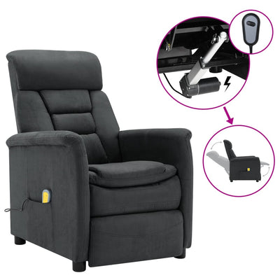 Electric Massage Recliner Dark Grey Faux Suede Leather Payday Deals