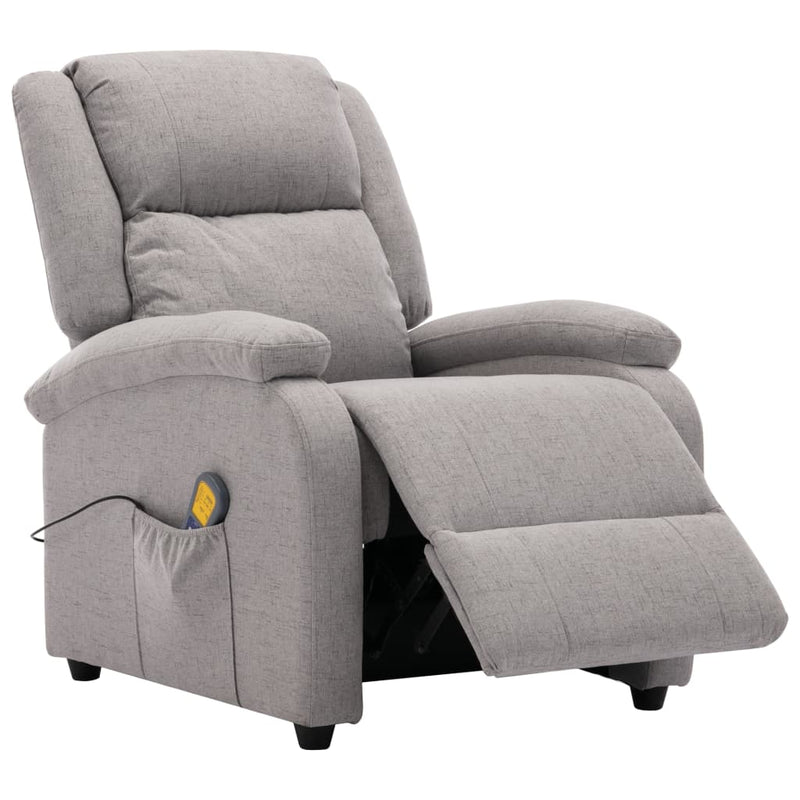 Electric Massage Recliner Light Grey Fabric Payday Deals