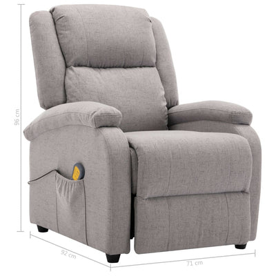 Electric Massage Recliner Light Grey Fabric Payday Deals