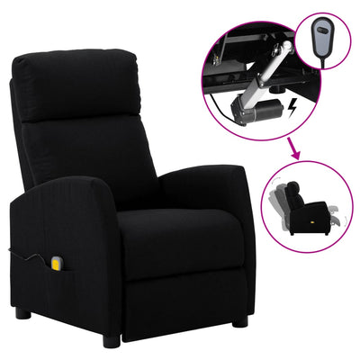 Electric Massage Reclining Chair Black Fabric Payday Deals