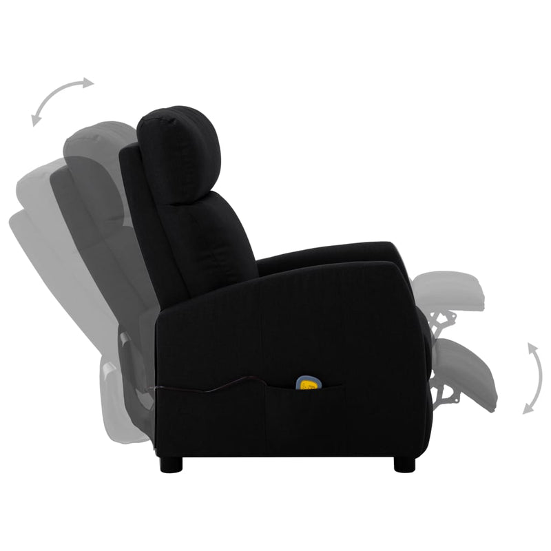 Electric Massage Reclining Chair Black Fabric Payday Deals