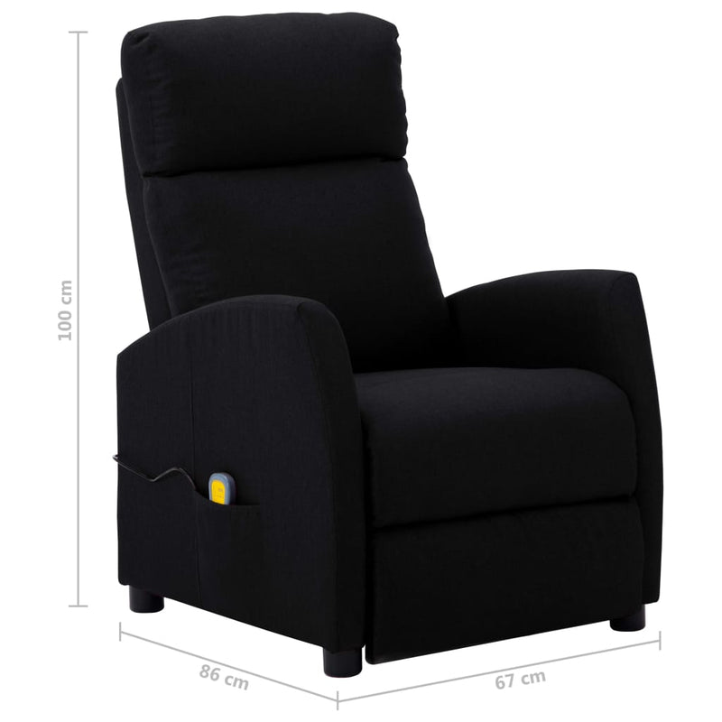 Electric Massage Reclining Chair Black Fabric Payday Deals