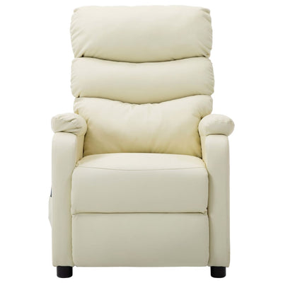 Electric Massage Reclining Chair Cream Faux Leather Payday Deals