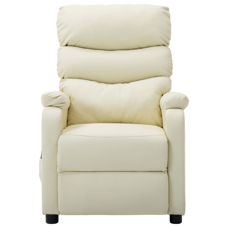 Electric Massage Reclining Chair Cream Faux Leather Payday Deals