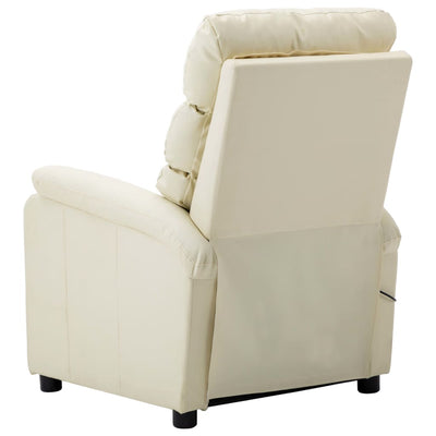 Electric Massage Reclining Chair Cream Faux Leather Payday Deals