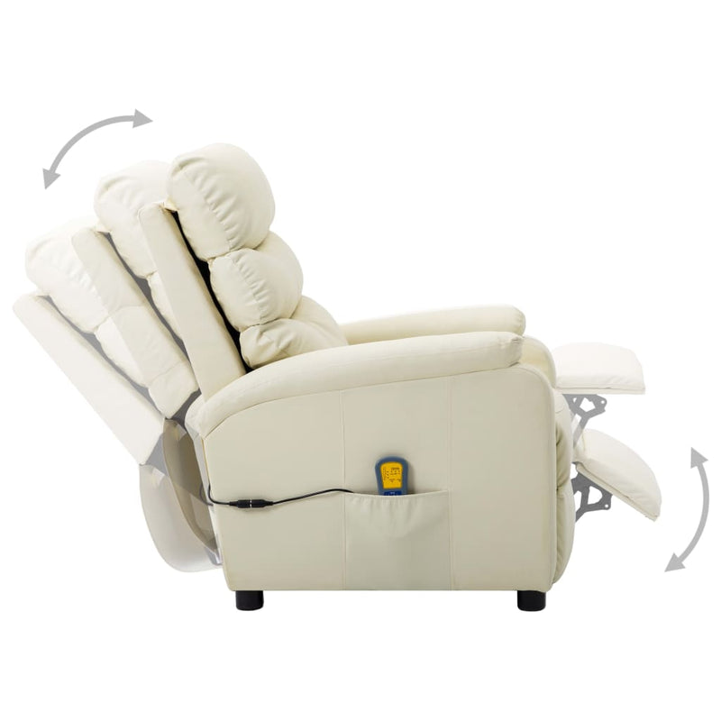 Electric Massage Reclining Chair Cream Faux Leather Payday Deals