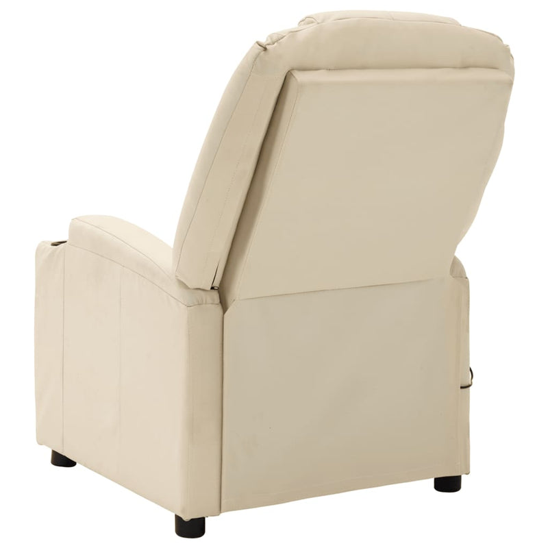 Electric Massage Reclining Chair Cream White Faux Leather Payday Deals