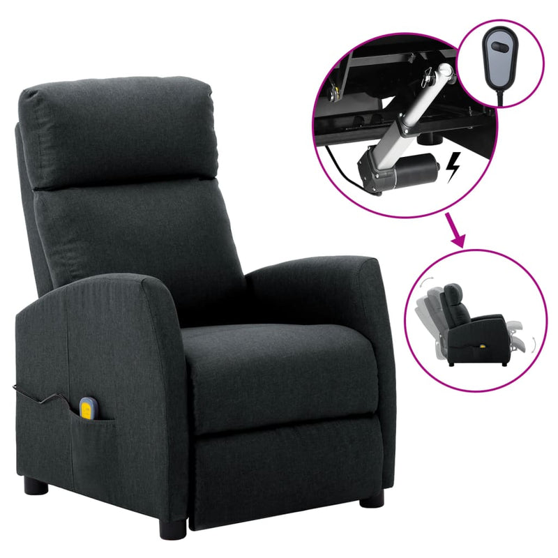 Electric Massage Reclining Chair Dark Grey Fabric Payday Deals