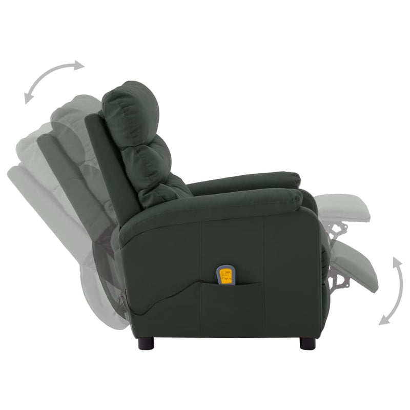 Electric Massage Reclining Chair Grey Faux Leather Payday Deals