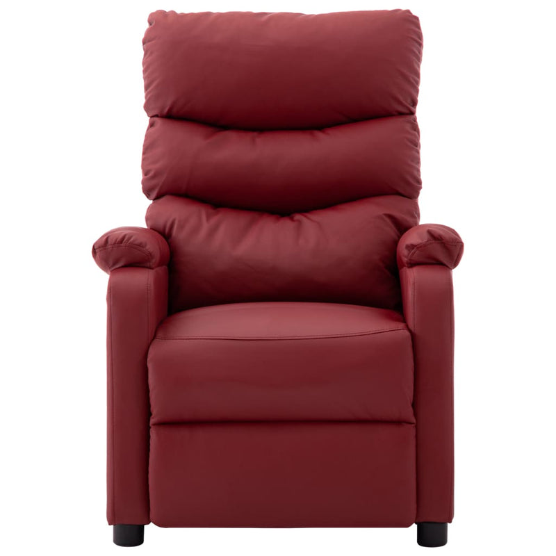 Electric Massage Reclining Chair Wine Red Faux Leather Payday Deals