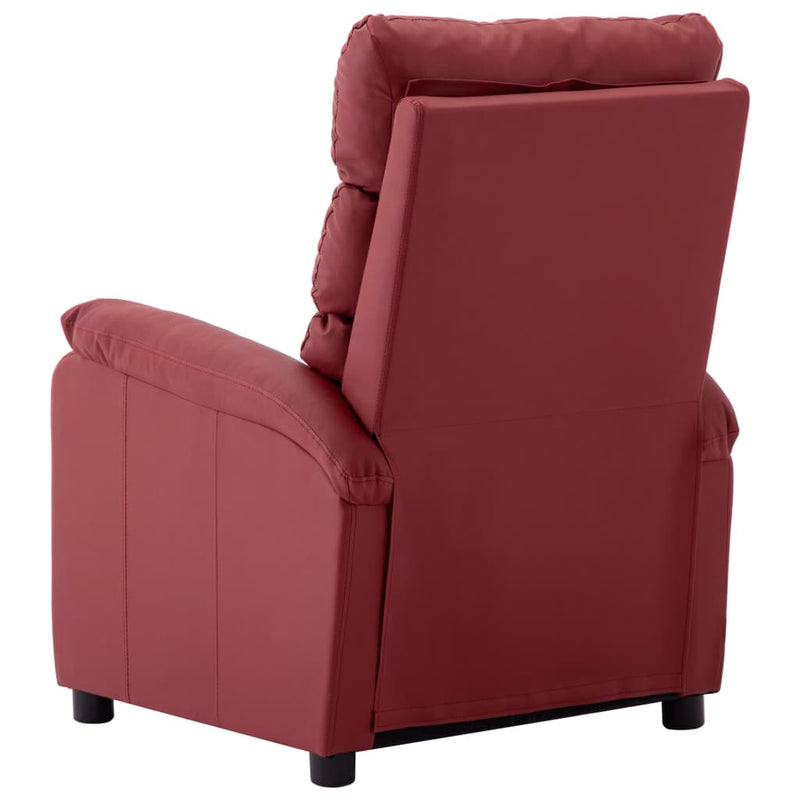 Electric Massage Reclining Chair Wine Red Faux Leather Payday Deals