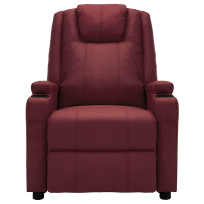 Electric Massage Reclining Chair Wine Red Faux Leather Payday Deals