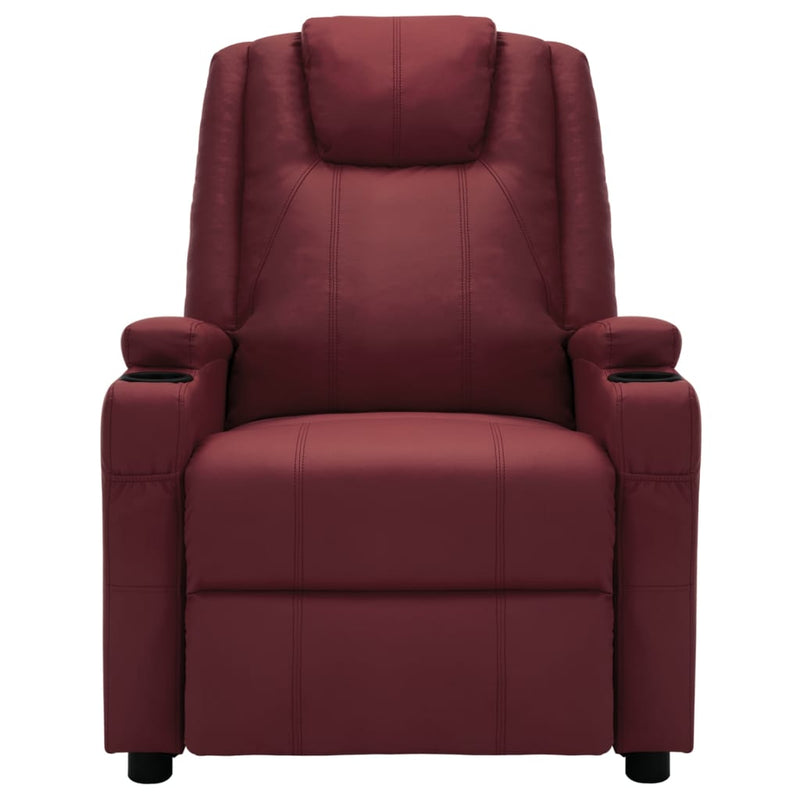 Electric Massage Reclining Chair Wine Red Faux Leather Payday Deals