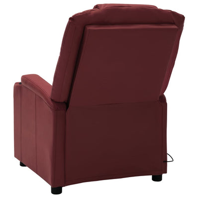 Electric Massage Reclining Chair Wine Red Faux Leather Payday Deals