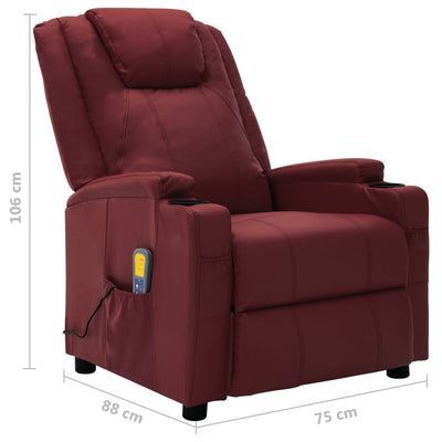 Electric Massage Reclining Chair Wine Red Faux Leather Payday Deals