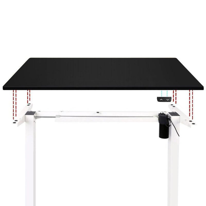 Electric Motorised Height Adjustable Standing Desk - White Frame with 100cm Black Top