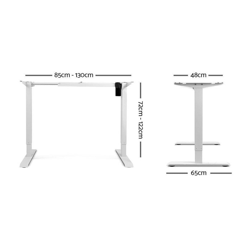 Electric Motorised Height Adjustable Standing Desk - White Frame with 100cm White Top
