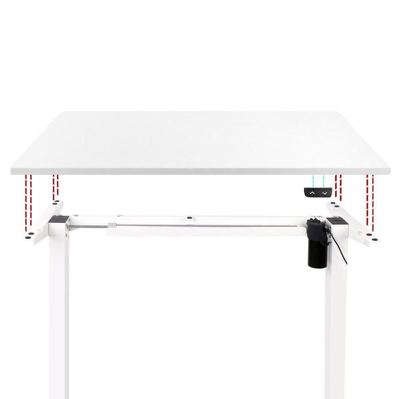 Electric Motorised Height Adjustable Standing Desk - White Frame with 100cm White Top