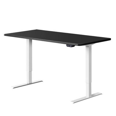 Electric Motorised Height Adjustable Standing Desk - White Frame with 140cm Black Top Payday Deals