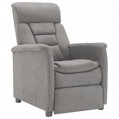 Electric Recliner Light Grey Faux Suede Leather Payday Deals