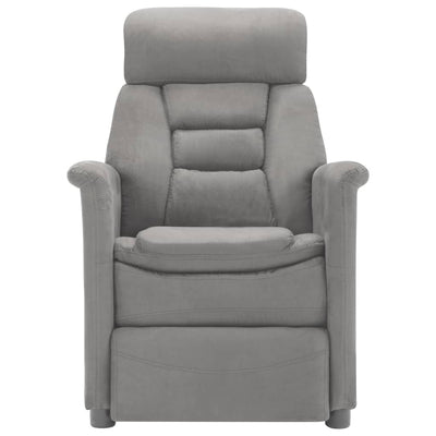 Electric Recliner Light Grey Faux Suede Leather Payday Deals