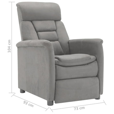 Electric Recliner Light Grey Faux Suede Leather Payday Deals