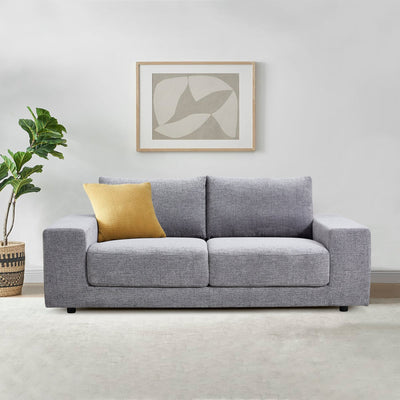 Eliana 3 Seater Sofa Fabric Uplholstered Lounge Couch - Fog Payday Deals