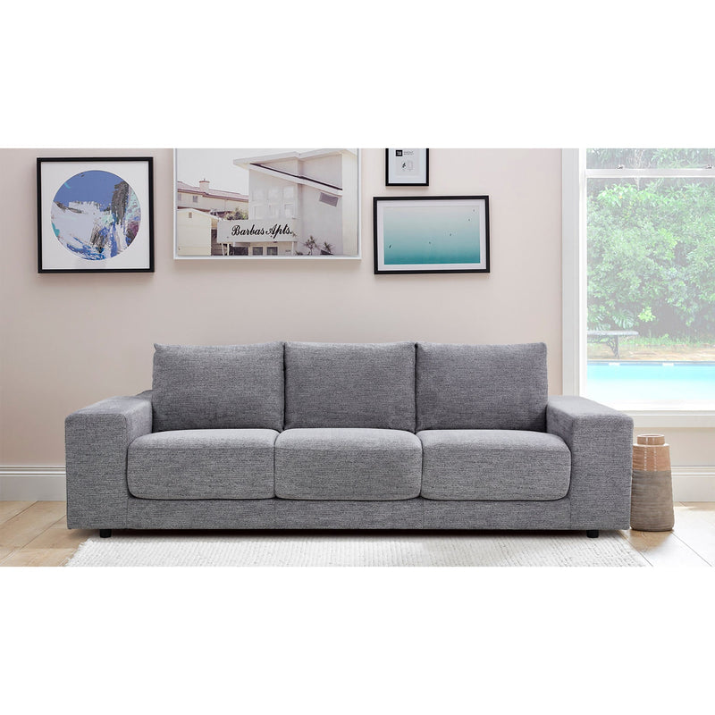 Eliana 4 + 3 Seater Sofa Fabric Uplholstered Lounge Couch - Fog Payday Deals