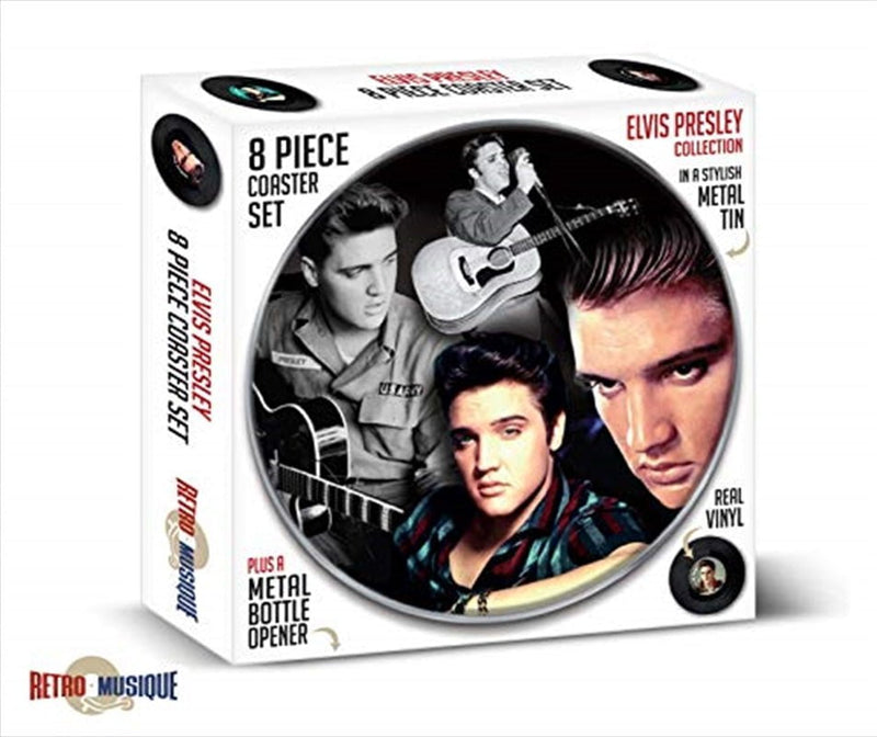 Elvis 8 Piece Coaster Set With Metal Tin Payday Deals