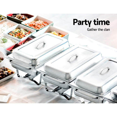 Emajin 9L Bain Marie Bow Chafing Dish 3Lx3 Stainless Steel Food Buffet Warmer Payday Deals