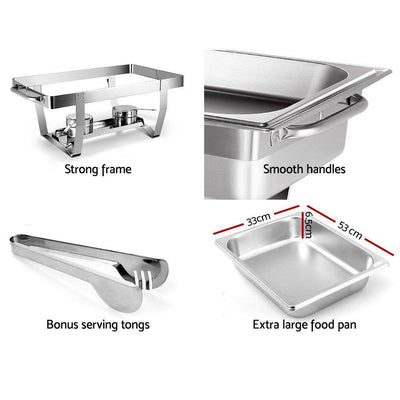 Emajin 9L Bain Marie Bow Chafing Dish Set Stainless Steel Food Buffet Warmer Payday Deals