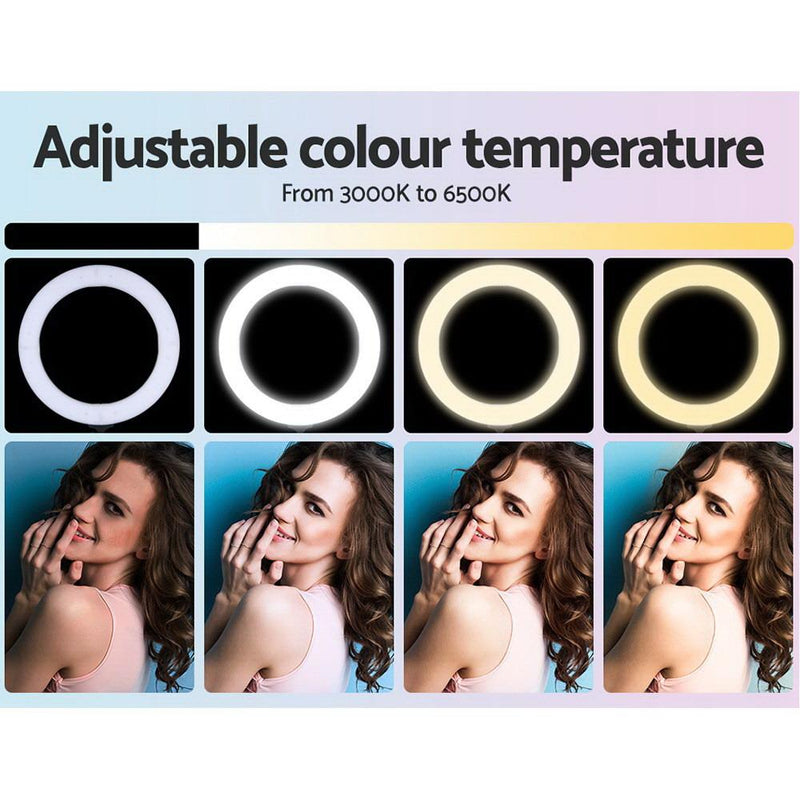 Embellir 14" LED Ring Light 5600K 3000LM Dimmable Stand MakeUp Studio Video Payday Deals