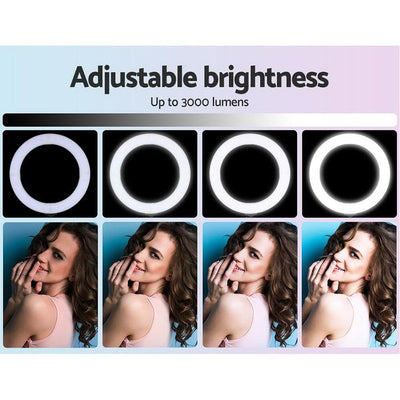 Embellir 14" LED Ring Light 5600K 3000LM Dimmable Stand MakeUp Studio Video Payday Deals