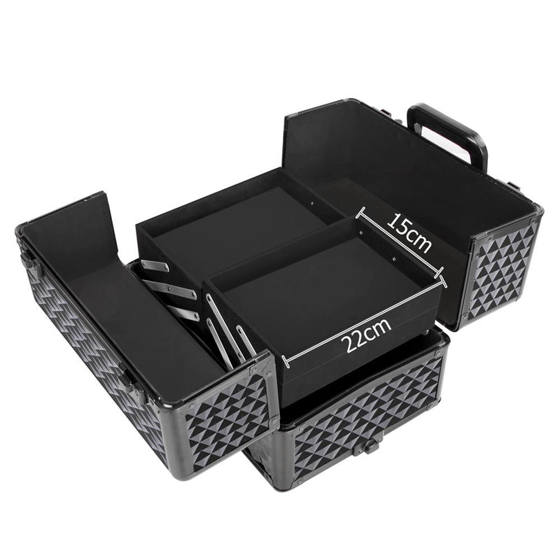 Embellir 7 in 1 Portable Cosmetic Beauty Makeup Trolley - Diamond Black Payday Deals