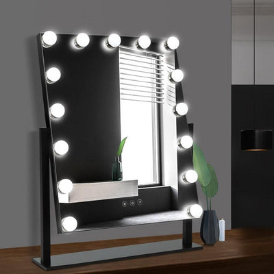 Embellir Makeup Mirror With Light 15 LED Lighted Standing Hollywood Vanity Black Payday Deals