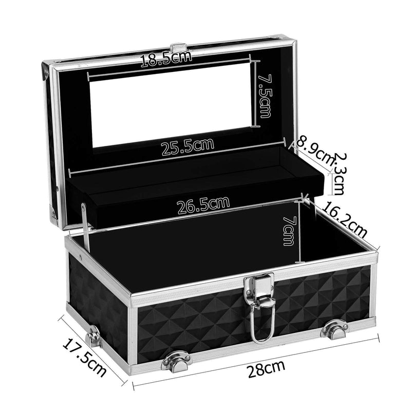 Embellir Portable Cosmetic Beauty Makeup Carry Case with Mirror - Diamond Black Payday Deals